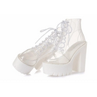 Chunky Square-Heeled Baby Doll Ankle Boots with Clear TPU Upper - shoes