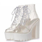 Chunky Square - Heeled Baby Doll Ankle Boots with Clear TPU Upper - Cosparty