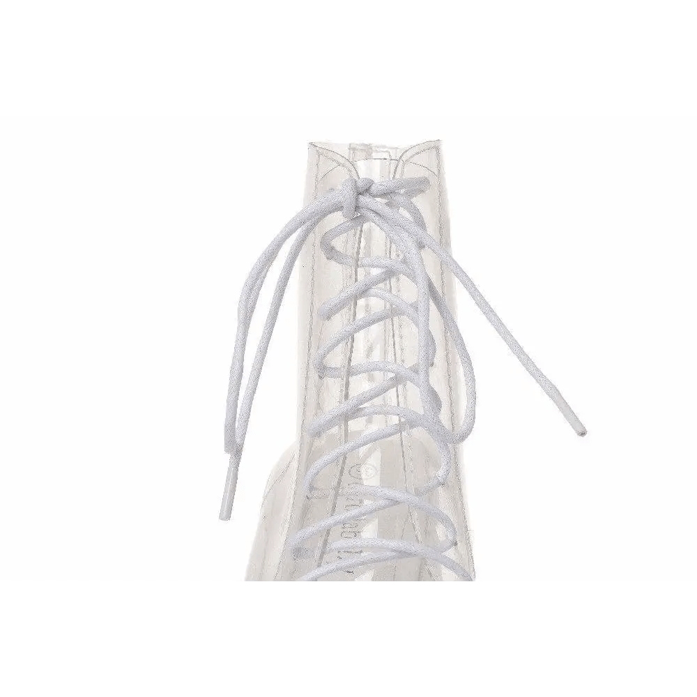 Chunky Square - Heeled Baby Doll Ankle Boots with Clear TPU Upper - Cosparty