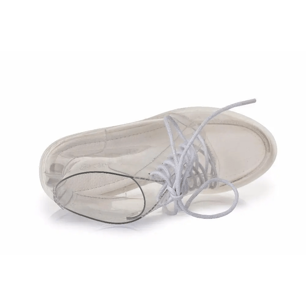 Chunky Square - Heeled Baby Doll Ankle Boots with Clear TPU Upper - Cosparty