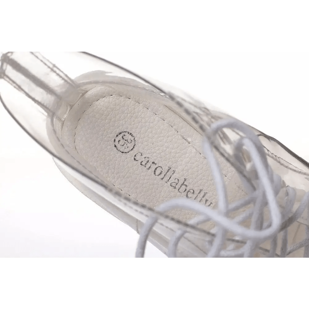 Chunky Square - Heeled Baby Doll Ankle Boots with Clear TPU Upper - Cosparty