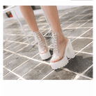 Chunky Square - Heeled Baby Doll Ankle Boots with Clear TPU Upper - Cosparty
