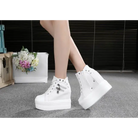 Chunky Wedge Platform Sneakers with Studs and Skull Zippers - Shoes