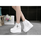 Chunky Wedge Platform Sneakers with Studs and Skull Zippers - Cosparty
