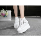 Chunky Wedge Platform Sneakers with Studs and Skull Zippers - Shoes