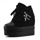 punk rock skull zipper shoes platform sneakers lace up athletic goth edgy fashion by Cosparty