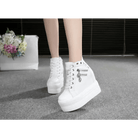 Chunky Wedge Platform Sneakers with Studs and Skull Zippers - Cosparty