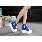 Chunky Wedge Platform Sneakers with Studs and Skull Zippers - Shoes