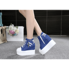 Chunky Wedge Platform Sneakers with Studs and Skull Zippers - Cosparty