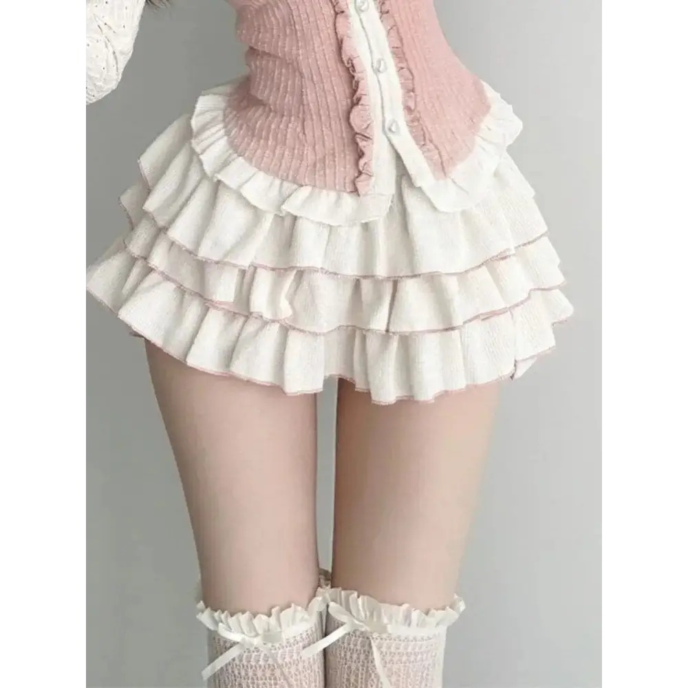 Cinched & Pretty Babydoll Outfit in Soft Pink and White - Skirt Only / S - outfit