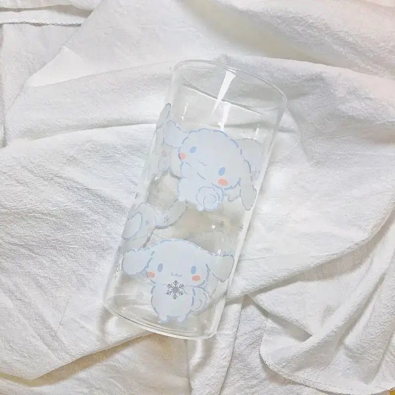Cinna Pup Glass Featuring Adorable Cinnamoroll Puppy Print - Cosparty