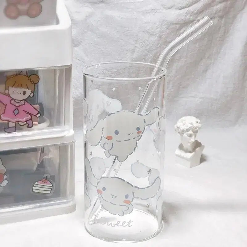 Cinna Pup Glass Featuring Adorable Cinnamoroll Puppy Print - Cosparty