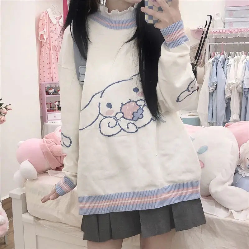 Cinnamoroll Blue and White Pullover Crewneck Hoodie - hoodie