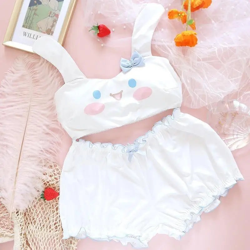 Summer Lovin’ Cinnamoroll Set - S - bloomers, bra and panties, panty, cinnamoroll, dog ears