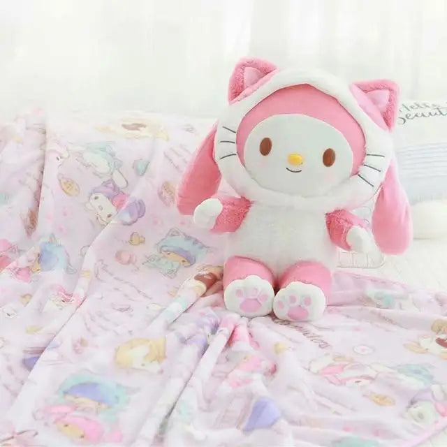 Fairy Kei Pastel Pink My Melody Blanket and Plush Toy Storage Set Kawaii Cute