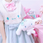 Cinnamoroll Plush Puppy Handbag for Fairy-Kei Style Outfits - Pearl Body Messenger bag - purse