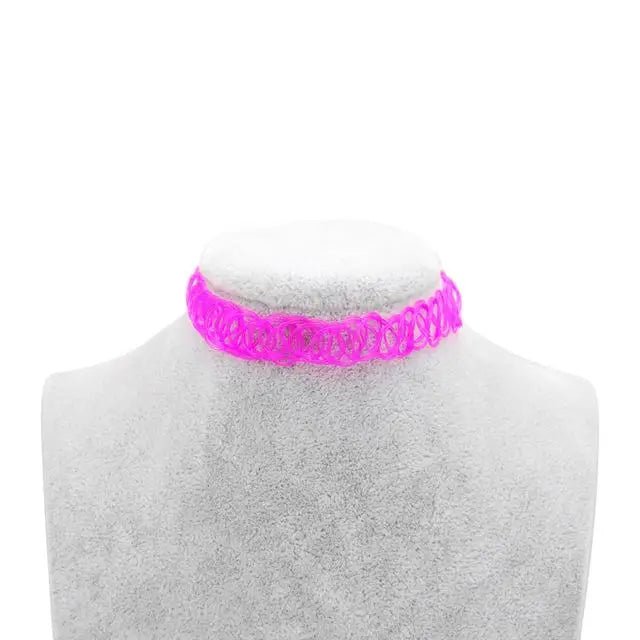 Classic 90s Inspired Choker Necklace in Various Colors - Cosparty