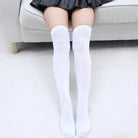 Solid Thigh High Stockings - White Stockings - socks