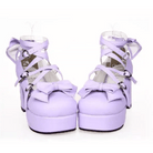 Classic Strappy Wrap - Around Ankle Lolita Shoes with Block Heel - Cosparty