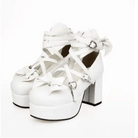 Classic Strappy Wrap - Around Ankle Lolita Shoes with Block Heel - Cosparty