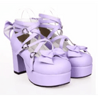 Classic Strappy Wrap - Around Ankle Lolita Shoes with Block Heel - Cosparty