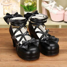 Classic Strappy Wrap - Around Ankle Lolita Shoes with Block Heel - Cosparty