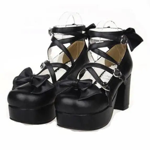 Classic Strappy Wrap-Around Ankle Lolita Shoes with Block Heel - Shoes