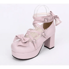 Classic Strappy Wrap - Around Ankle Lolita Shoes with Block Heel - Cosparty