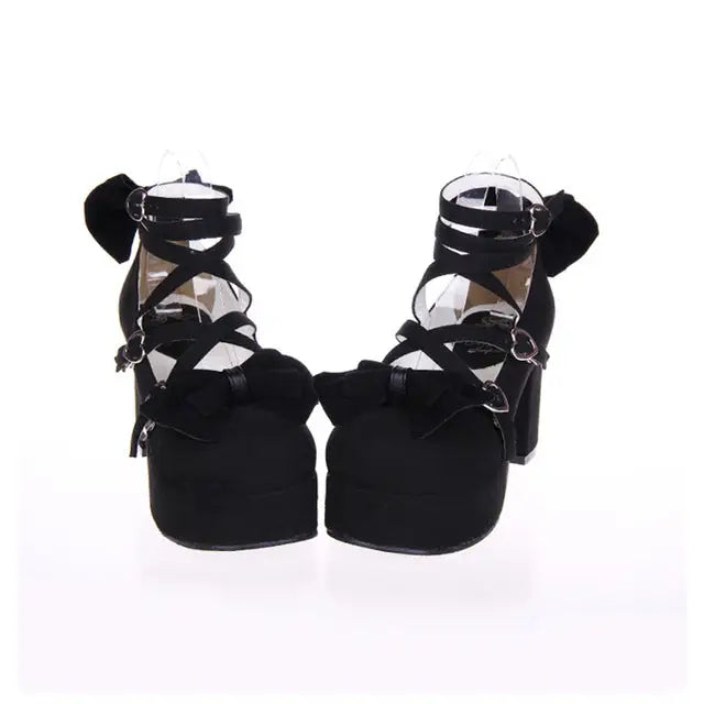 Classic Strappy Wrap-Around Ankle Lolita Shoes with Block Heel - Shoes