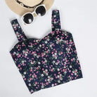 Summer Camisole Crop Top Tank Shirt Belly Plaid Gingham Floral Prints