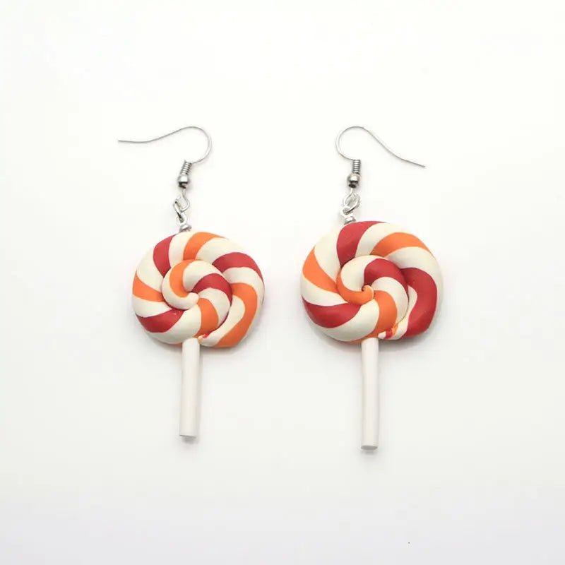 Colorful Polymer Clay Lollipop Rainbow Earrings and Pendant Necklace - Cosparty