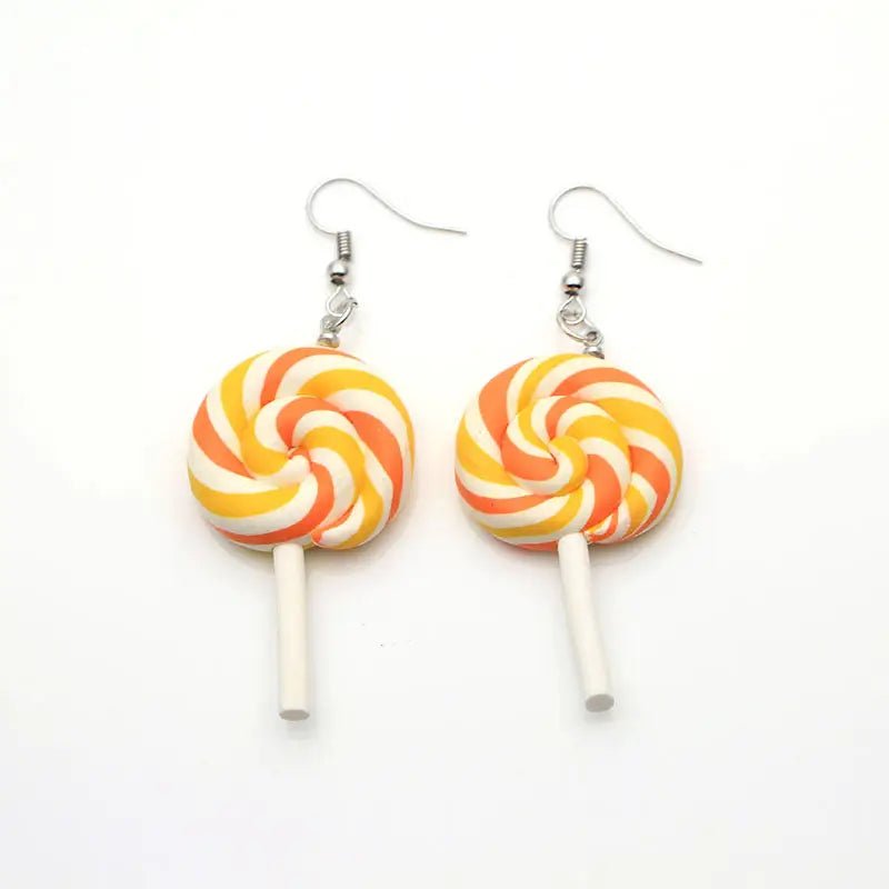 Colorful Polymer Clay Lollipop Rainbow Earrings and Pendant Necklace - Cosparty