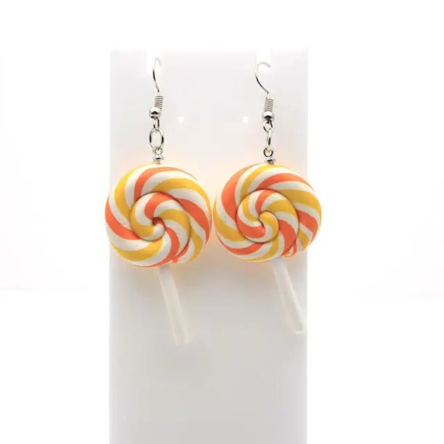 Colorful Polymer Clay Lollipop Rainbow Earrings and Pendant Necklace - Cosparty