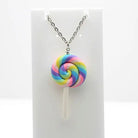 Colorful Polymer Clay Lollipop Rainbow Earrings and Pendant Necklace - Cosparty