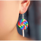 Colorful Polymer Clay Lollipop Rainbow Earrings and Pendant Necklace - Cosparty