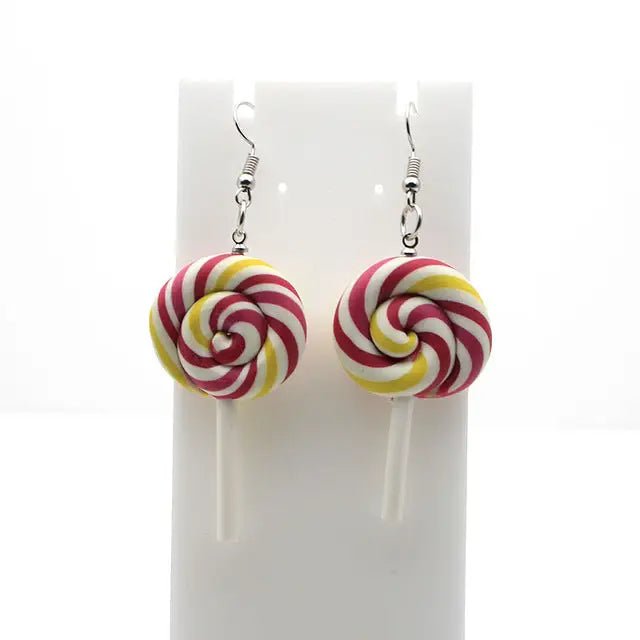 Colorful Polymer Clay Lollipop Rainbow Earrings and Pendant Necklace - Cosparty