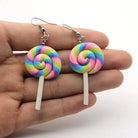 Colorful Polymer Clay Lollipop Rainbow Earrings and Pendant Necklace - Cosparty
