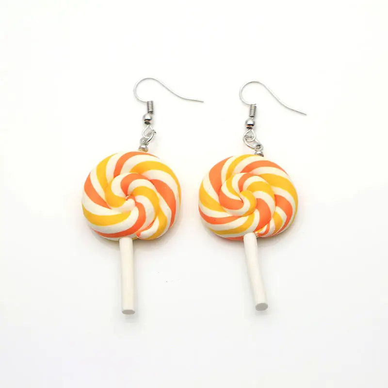 Colorful Polymer Clay Lollipop Rainbow Earrings and Pendant Necklace - Jewelry