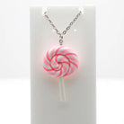 Colorful Polymer Clay Lollipop Rainbow Earrings and Pendant Necklace - Pink Necklace - Jewelry