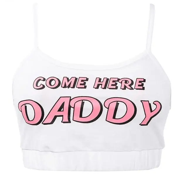 Come Here Daddy Cropped Tank Top with Matching Panties - shirt