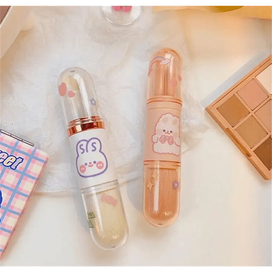 Compact 4 in 1 Makeup Brush Set for On - the - Go Touch - Ups - Cosparty