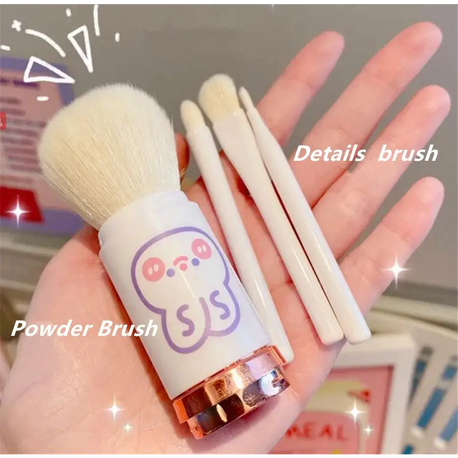 Compact 4 in 1 Makeup Brush Set for On-the-Go Touch-Ups - accessories