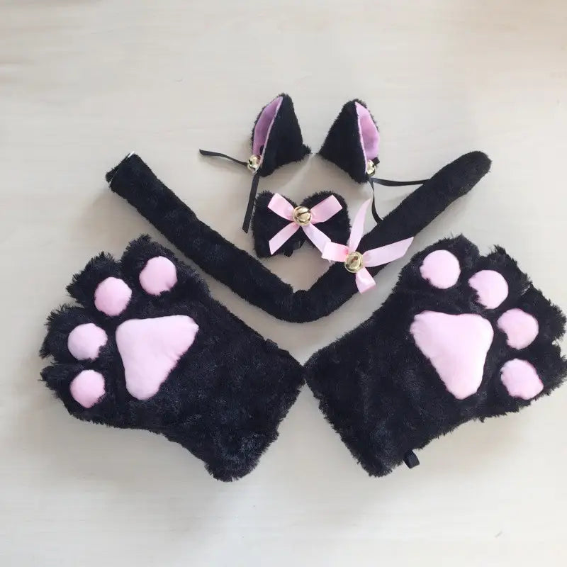 Complete Neko Cat Cosplay Accessories Set for All Sizes - Black - Accessories