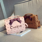 Cookie Biscuit-Shaped Handbag with Quality Gold Hardware and Embroidery - Purse