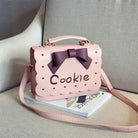 Cookie Biscuit-Shaped Handbag with Quality Gold Hardware and Embroidery - Purse