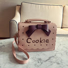 Cookie Biscuit-Shaped Handbag with Quality Gold Hardware and Embroidery - Purse