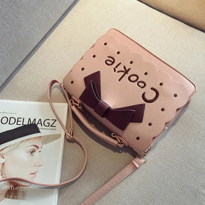 Cookie Biscuit - Shaped Handbag with Quality Gold Hardware and Embroidery - Cosparty