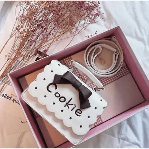 Cookie Biscuit - Shaped Handbag with Quality Gold Hardware and Embroidery - Cosparty