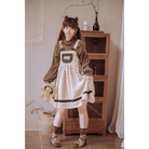 Corduroy Teddy Overall Dress in Brown or Polkadot Print - Cosparty