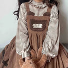 Corduroy Teddy Overall Dress in Brown or Polkadot Print - Cosparty